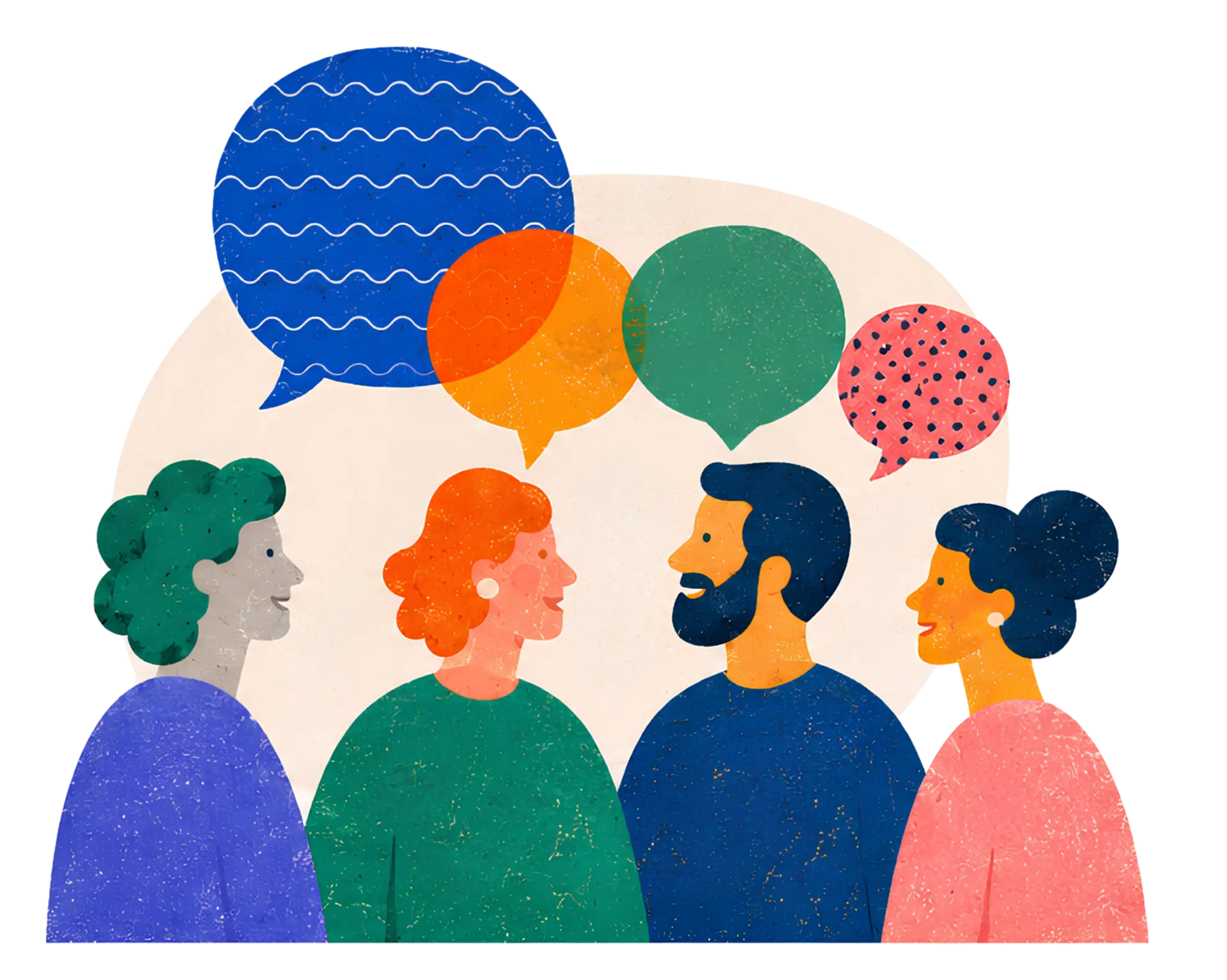 Red de colaboradores de plural conversando